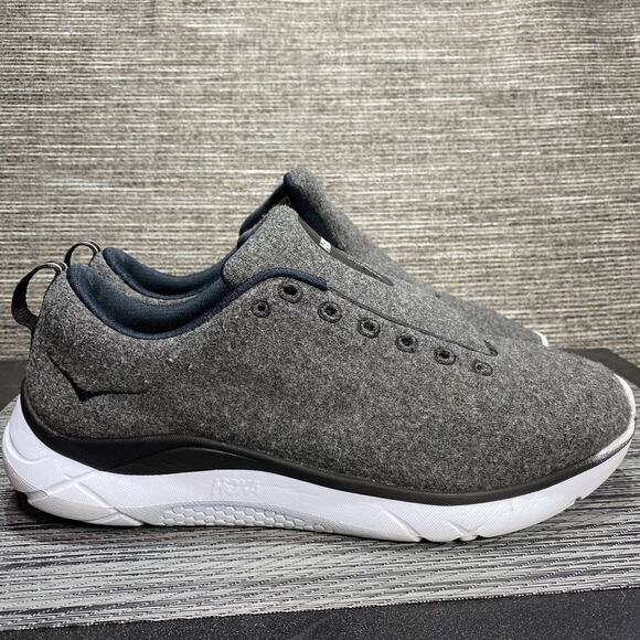 HOKA Hupana Grey White One One Wool Flow Running Athletic Shoes Mens Size 9 - Picture 5 of 15